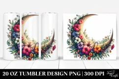 Vintage Half Moon with Flowers Clipart 20 Oz Tumbler Product Image 1