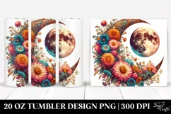Vibrant Half Moon with Flowers 20 Oz Tumbler Product Image 1