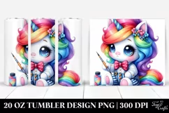 Watercolor Vibrant Drawing, Cute Unicorn | 20 oz Tumbler Product Image 1