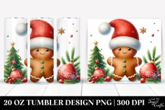 Gingerbread Hiding Behind Christmas Tree Clipart, 20 Oz Product Image 1