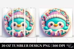 Vibrant 3D Christmas Penguin with Candy Edges, 20 Oz Tumbler Product Image 1
