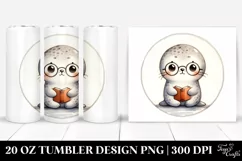 Cute Baby Seal Simple Watercolor Image | 20 oz Tumbler Product Image 1