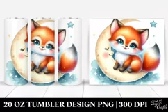 Cute Baby Fox on Moon | 20 Oz Tumbler Product Image 1