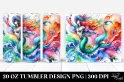 Jumping Mermaid Watercolor Drawing | 20 oz Tumbler Product Image 1