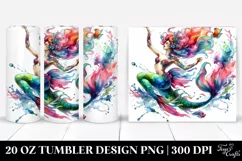 Jumping Mermaid Watercolor Drawing | 20 oz Tumbler Product Image 1
