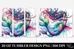 Jumping Mermaid Watercolor Drawing | 20 oz Tumbler Product Image 1