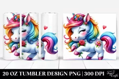 Funny Cute Unicorn Watercolor Drawing | 20 oz Tumbler Product Image 1