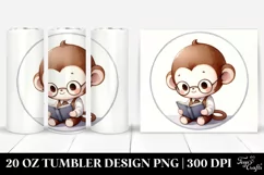 Cute Baby Monkey Simple Watercolor Image | 20 oz Tumbler Product Image 1