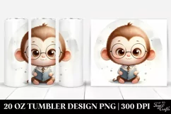Cute Baby Monkey Simple Watercolor Image | 20 oz Tumbler Product Image 1