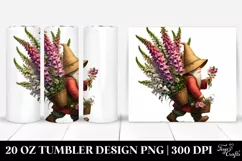 Digital Gnome with Foxglove Bouquet | 20 Oz Tumbler Product Image 1