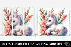 Pastel Unicorn with Gladiolus | 20 Oz Tumbler Product Image 1