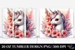 Pastel Unicorn with Gladiolus | 20 Oz Tumbler Product Image 1