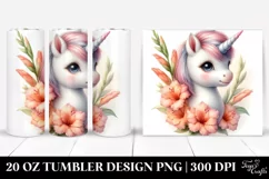 Pastel Unicorn with Gladiolus | 20 Oz Tumbler Product Image 1