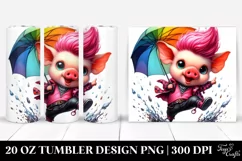 Whimsical Baby Pig Dancing Design | 20 oz Tumbler Product Image 1