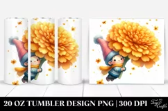 Floating Gnome with Marigold | 20 Oz Tumbler Product Image 1