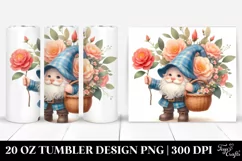 Watercolor Gnome with Camellia Bouquet | 20 Oz Tumbler Product Image 1