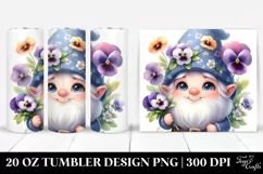 Cute Gnome with Pansy | 20 Oz Tumbler Product Image 1