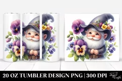 Cute Smiling Gnome with Pansy | 20 Oz Tumbler Product Image 1