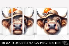 Highland Cow Portrait with Sun Hat | 20 Oz Tumbler Product Image 1