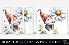 Cute Gnome Floating with Large Daisy | 20 Oz Tumbler Product Image 1