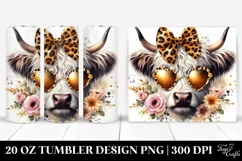 Elegant Highland Cow with Animal Print | 20 Oz Tumbler Product Image 1
