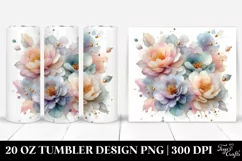 Abstract Pastel Glossy Peonies Tumbler Design Product Image 1
