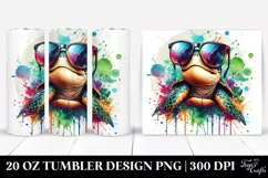 Colorful Turtle Artistic Style. 20 Oz Tumbler Design Product Image 1