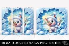 Cute Baby Rhino in Winter Scene, Transparent 20 Oz Tumbler Product Image 1