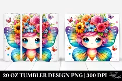 Cartoon-Style Vibrant Butterfly 20 Oz Tumbler Product Image 1