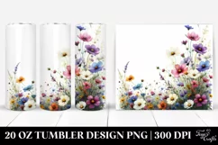 Watercolor Wild Flowers with Space | 20 Oz Tumbler Product Image 1