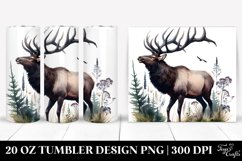 Watercolor Elk Centered Clipart | 20 oz Tumbler Product Image 1