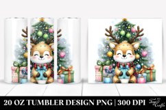 Watercolor Cute Deer with Christmas Ornaments, 20 Oz Tumbler Product Image 1