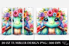 Adorned Turtle with Flower Crown | 20 oz Tumbler Product Image 1