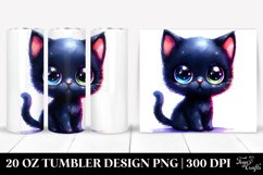 Watercolor Cute Baby Black Cat | 20 oz Tumbler Product Image 1