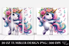 Dancing Unicorn with Floral Wreath Clipart 20 Oz Tumbler Product Image 1
