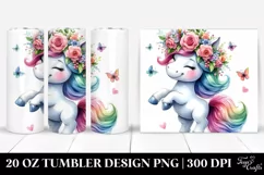 Dancing Unicorn with Floral Wreath Clipart 20 Oz Tumbler Product Image 1