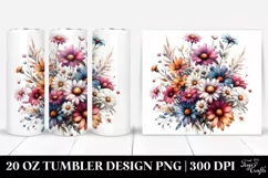 Abstract Colorful Daisy Bouquet | 20 oz Tumbler Product Image 1