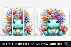 Vibrant Flowers,Colorful Turtle | 20 oz Tumbler Product Image 1