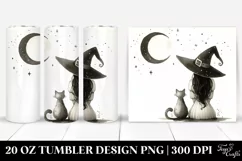 Simple Retro Witch Cat Watercolor Tumbler|20 oz Tumbler Product Image 1
