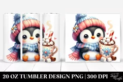 Cute Penguin with Cocoa 20 Oz Tumbler Product Image 1