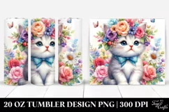 Cartoon-Style Kitten Drawing | 20 oz Tumbler Product Image 1