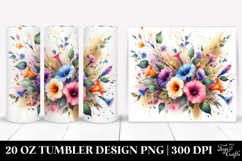 Colorful Watercolor Bouquet Clipart 20 Oz Tumbler Product Image 1
