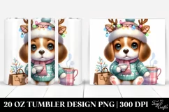 Winter Beagle with Reindeer Horns, High Quality 20 Oz Product Image 1