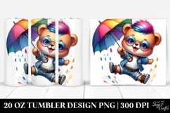 Watercolor Baby Bear Jumping, Transparent 20 Oz Tumbler Product Image 1