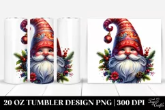 Detailed Vibrant Watercolor Christmass Gnome | 20 oz Tumbler Product Image 1