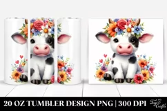 Sitting Cow with Flower Crown | 20 oz Tumbler Product Image 1