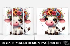 Sitting Cow with Flower Crown | 20 oz Tumbler Product Image 1