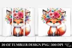 Sitting Fox with Flower Crown | 20 oz Tumbler Product Image 1