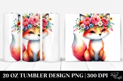 Sitting Fox with Flower Crown | 20 oz Tumbler Product Image 1