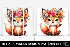 Cartoon-Style Fox with Flower Crown | 20 oz Tumbler Product Image 1